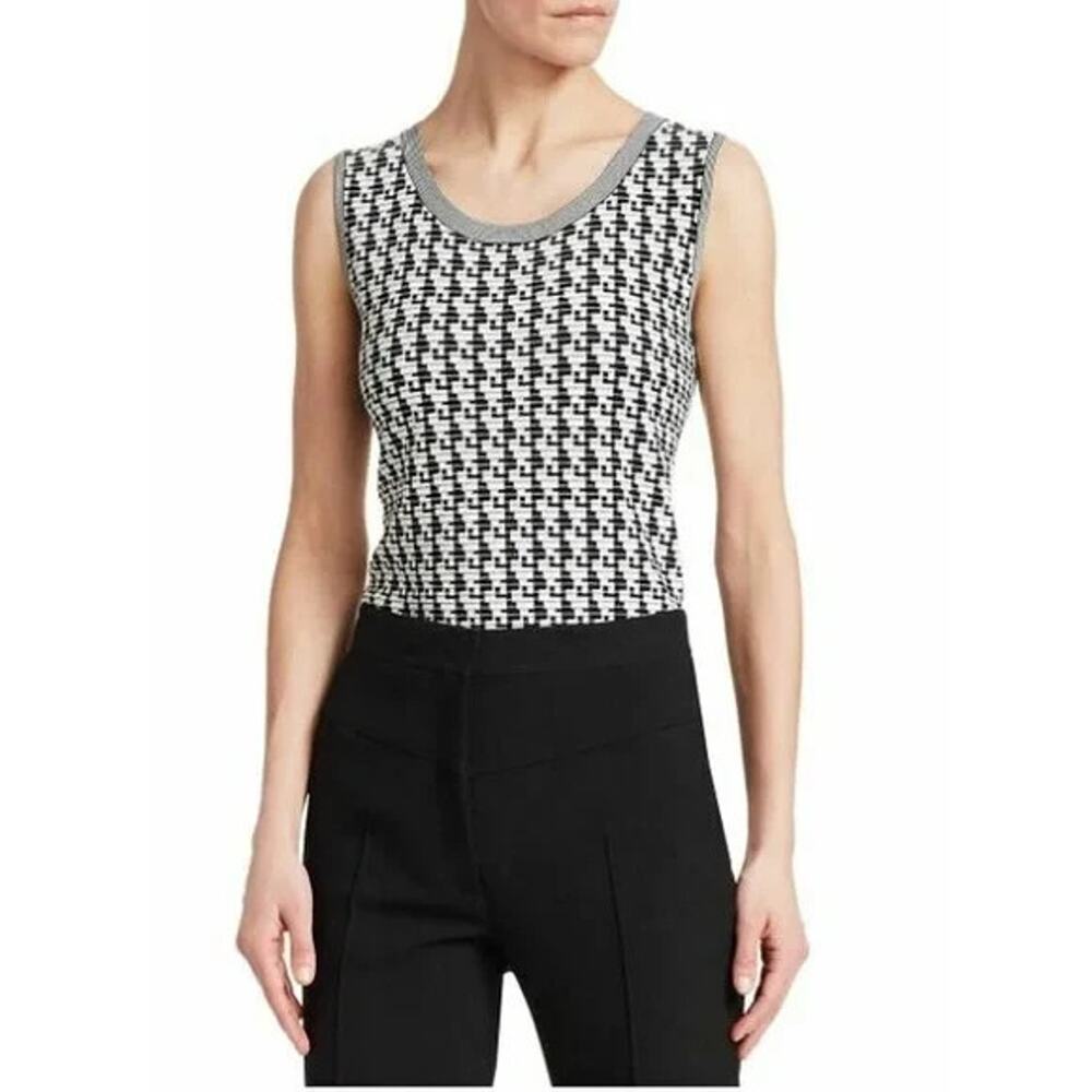 AKRIS PUNTO Women's Soundboard Pattern Sleeveless Sweater Top Size 4
